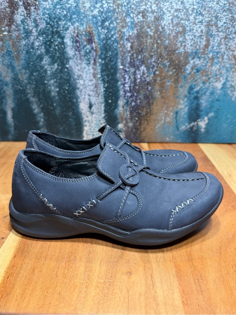 Clarks Minimalist Wave Walk Navy‎ Leather Comfort Loafers 2010s (VGUC) - Picture 3 of 11